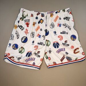 ULTRA GAME Shorts White NBA Team Logos Basketball Shorts Size 4X EUC